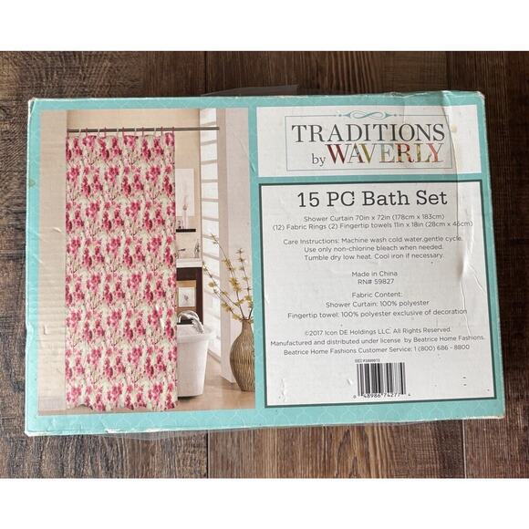 Waverly Polyester Shower Curtains for sale | eBay New Traditions Waverly Bathroom Set Shower Curtain Rings Towels Floral Cottage